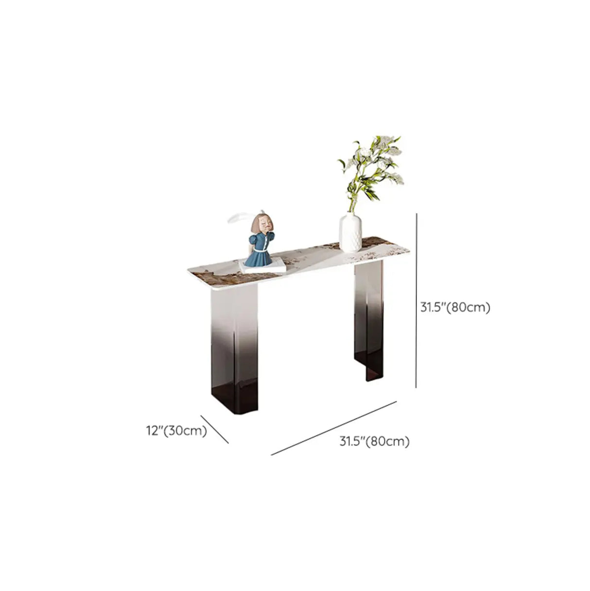 Entry Double Pedestal Acrylic Marble Top Console Table Image - 24