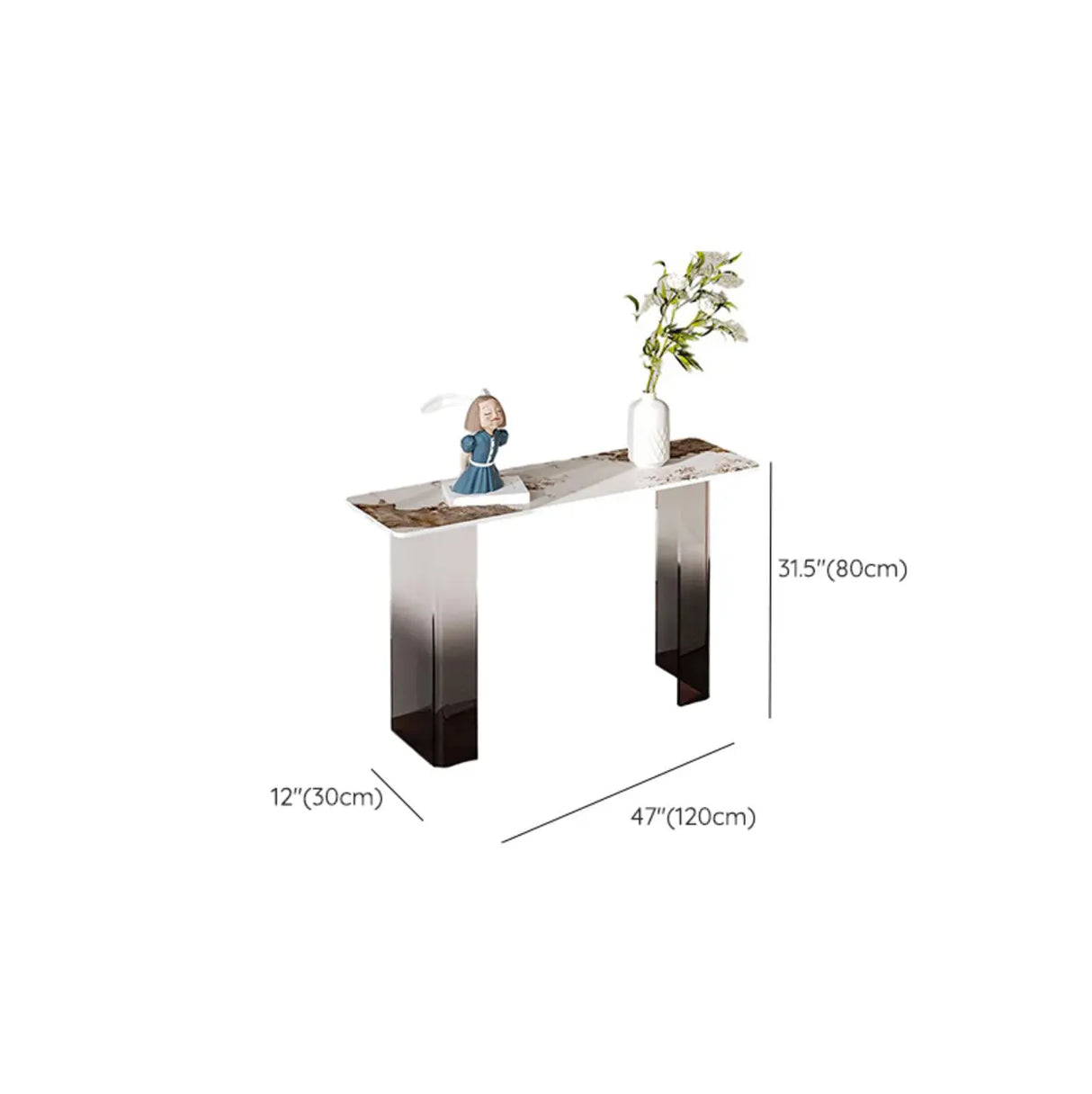 Entry Double Pedestal Acrylic Marble Top Console Table Image - 26