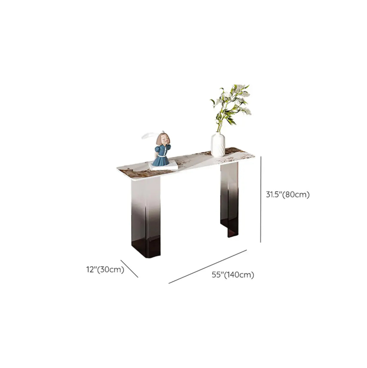 Entry Double Pedestal Acrylic Marble Top Console Table Image - 27