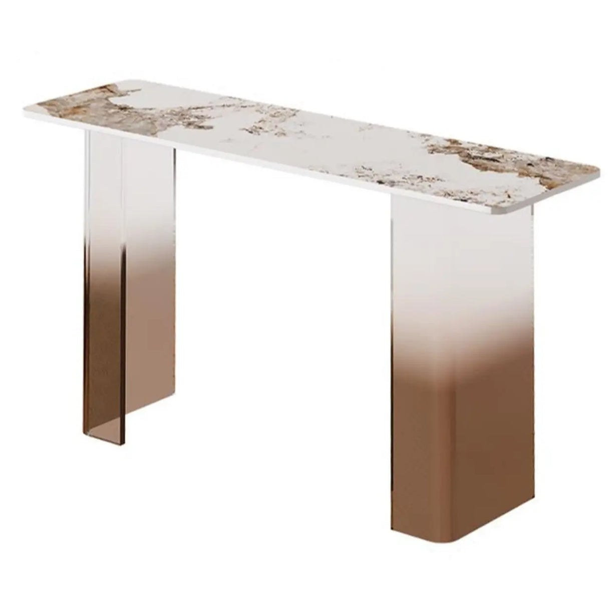 Entry Double Pedestal Acrylic Marble Top Console Table Image - 4