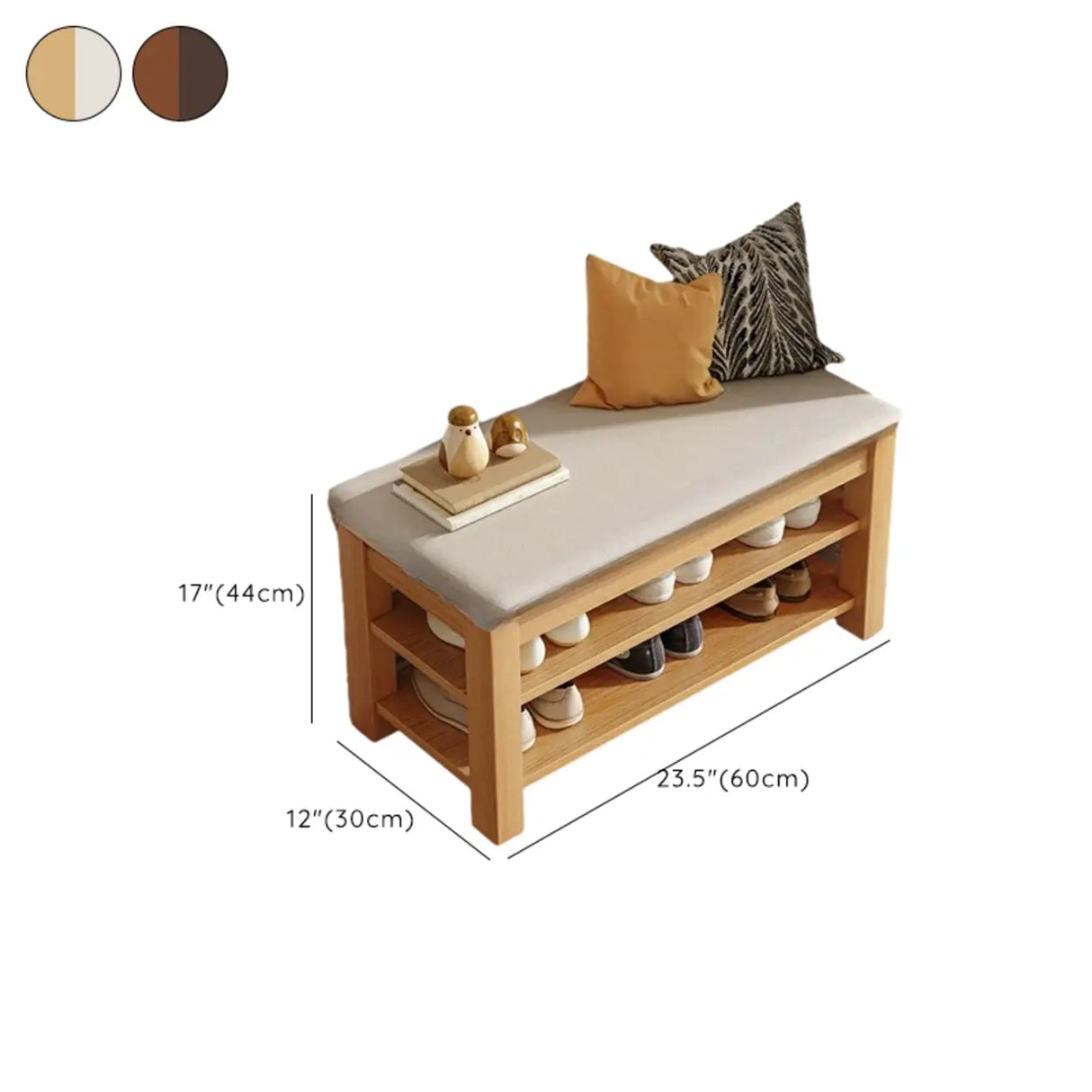 Entryway Adjustable Shelves Wood Brown Shoe Storage Bench