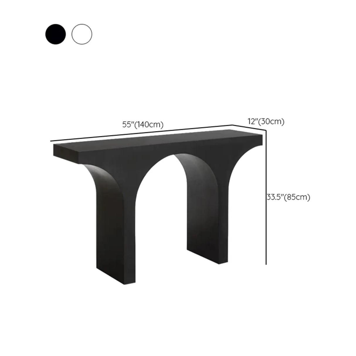 Entryway Black Timber Finish Arch Base Console Table Image - 11
