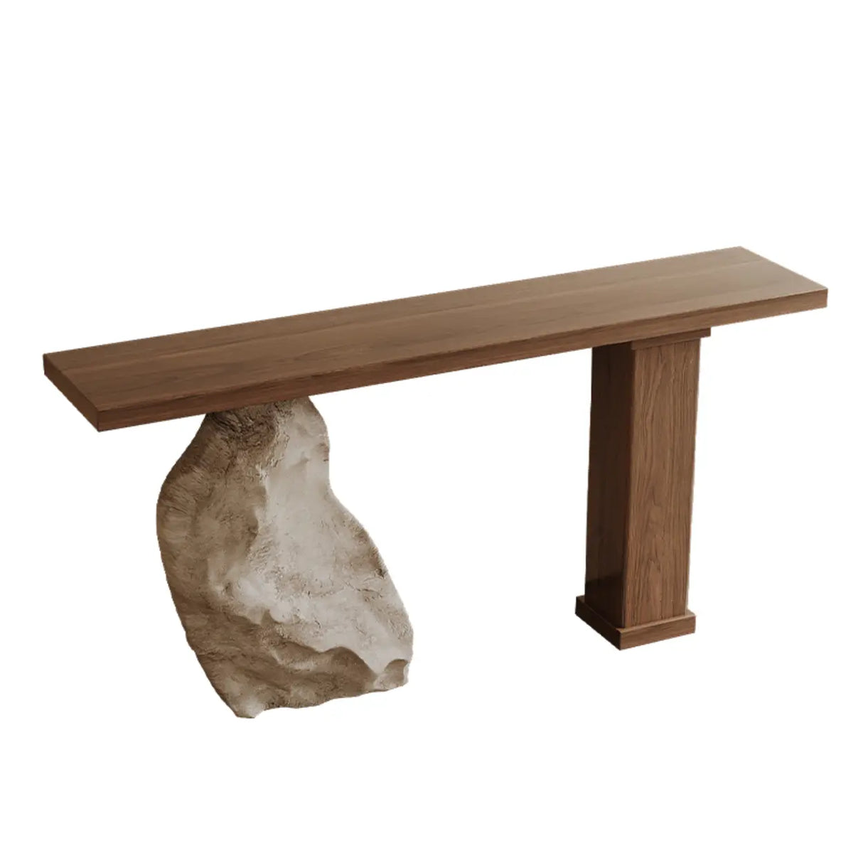 Entryway Creative Double Pedestal Wood Console Table Image - 2