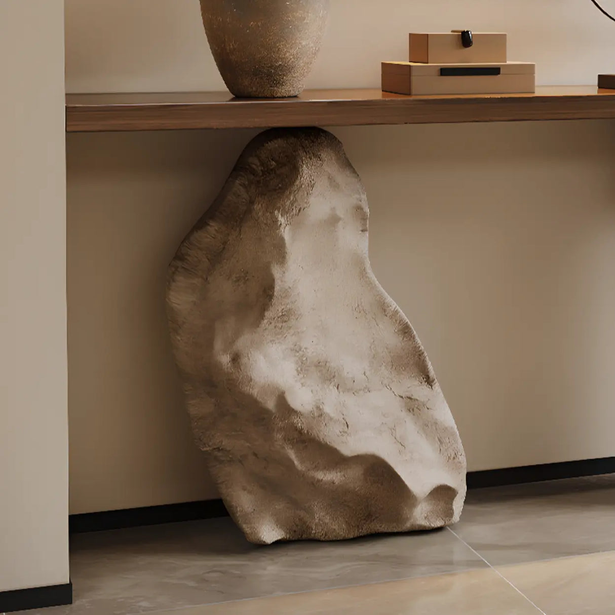 Entryway Creative Double Pedestal Wood Console Table Image - 6