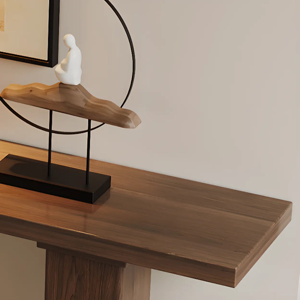 Entryway Creative Double Pedestal Wood Console Table Image - 7