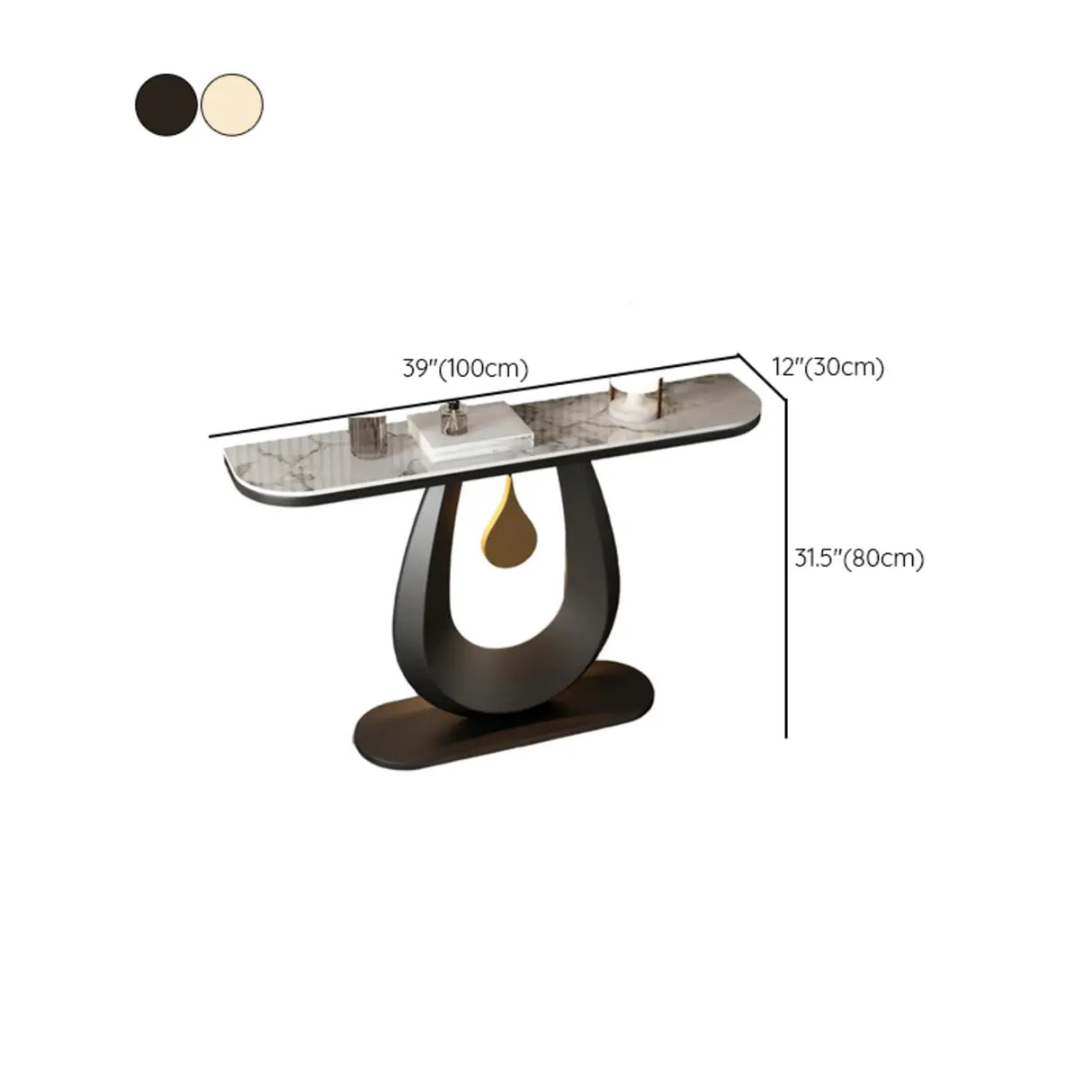 Entryway Decorative Half Moon Sintered Stone Console Table Image - 13