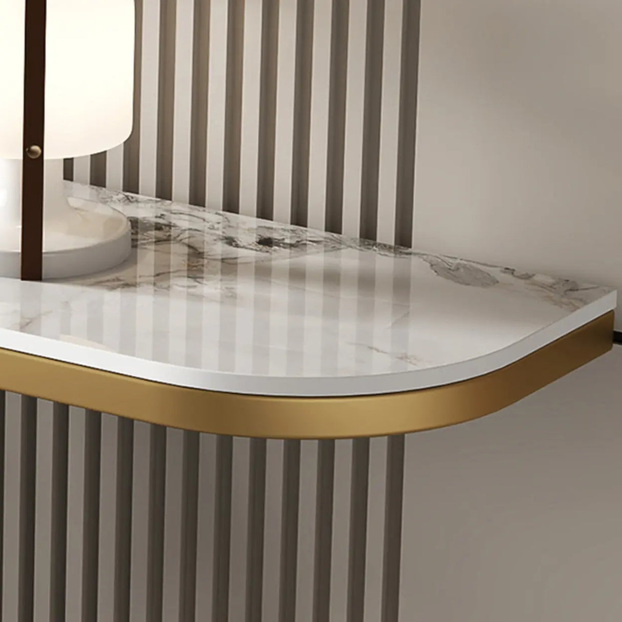 Entryway Decorative Half Moon Sintered Stone Console Table Image - 6