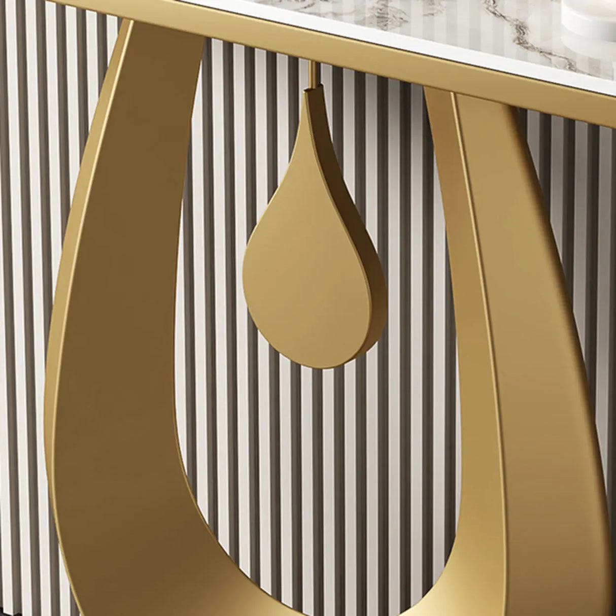 Entryway Decorative Half Moon Sintered Stone Console Table Image - 7