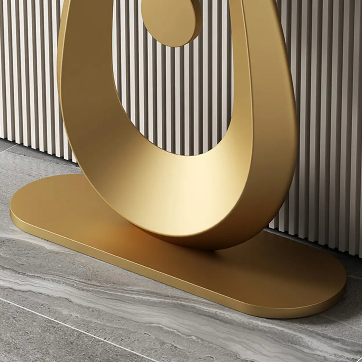 Entryway Decorative Half Moon Sintered Stone Console Table Image - 8