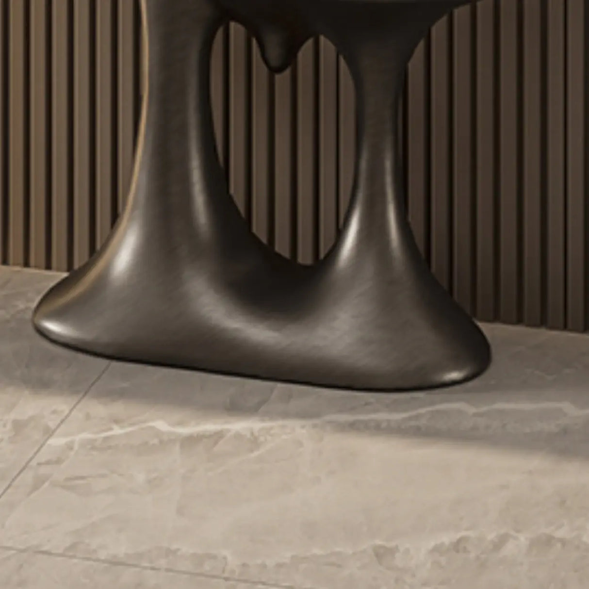 Entryway Half-Moon Marble Console Table with Shelf Image - 9