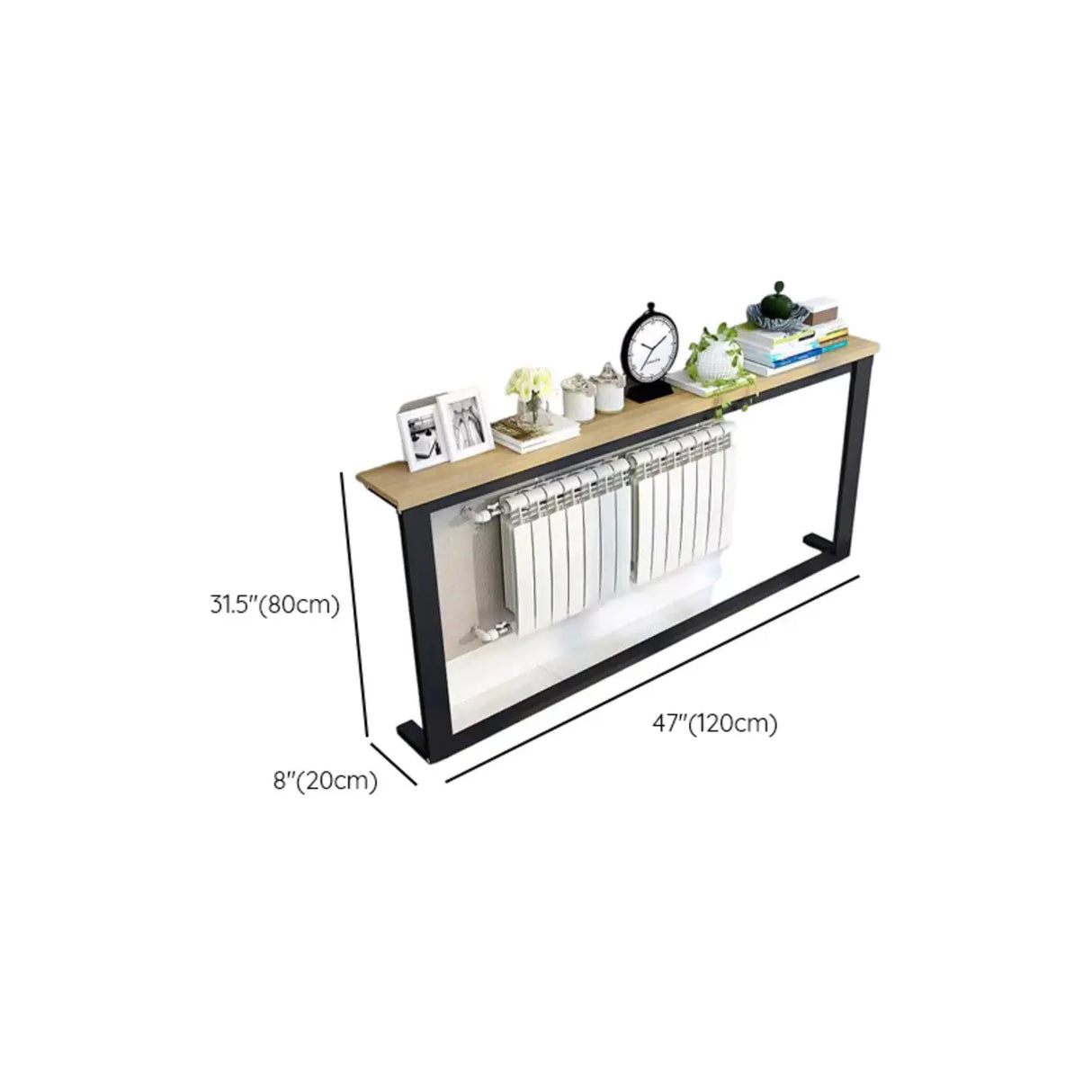 Entryway Minimalist Metal Trestle Base Console Table Image - 10