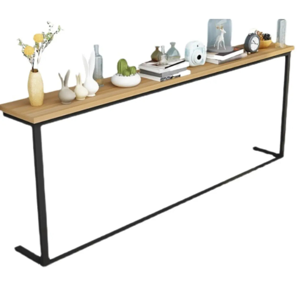 Entryway Minimalist Metal Trestle Base Console Table Image - 1