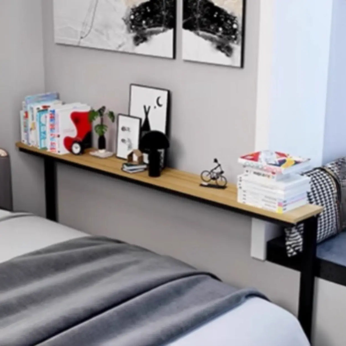 Entryway Minimalist Metal Trestle Base Console Table Image - 3