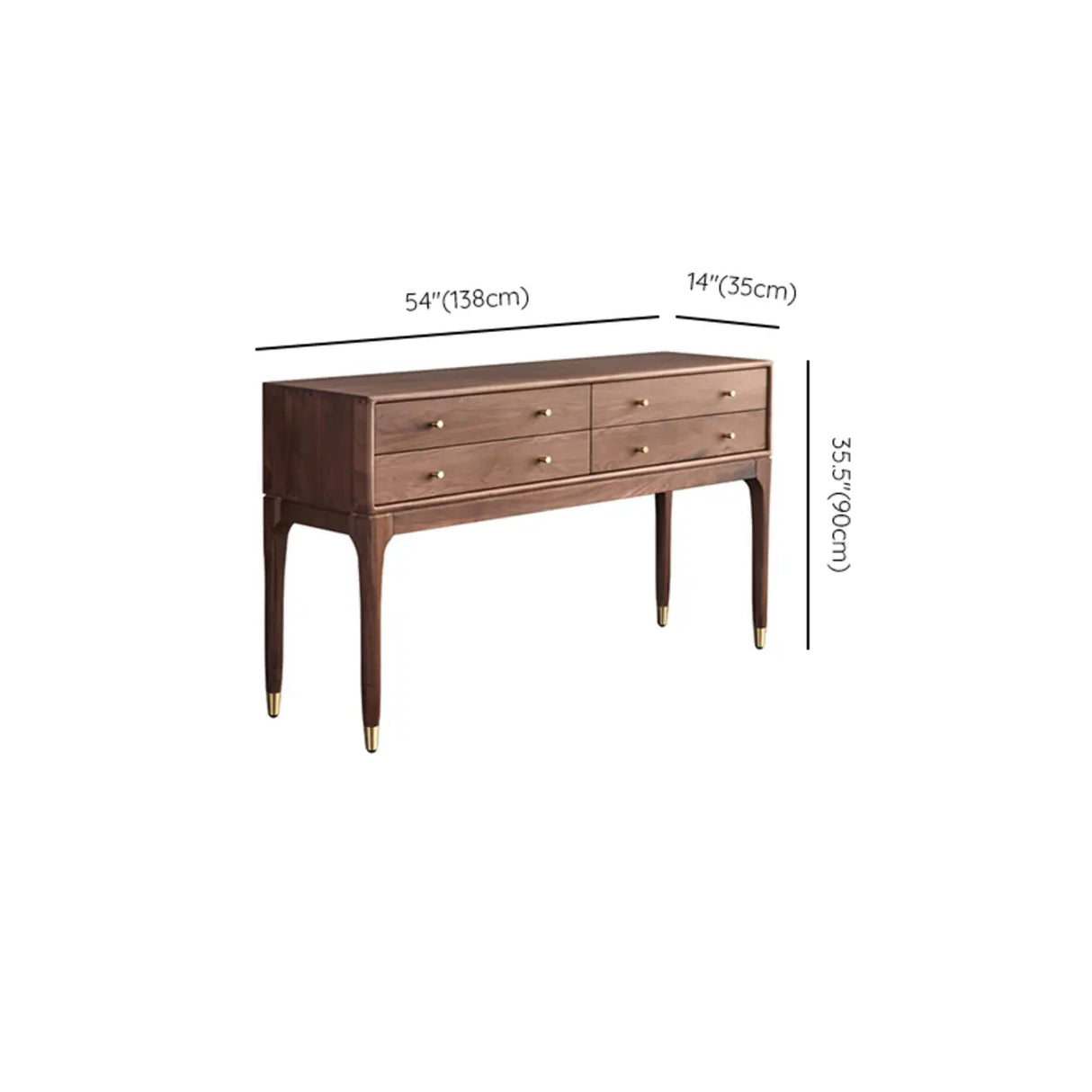 Entryway Sepia Rectangle Walnut Console Table with Drawers Image - 13