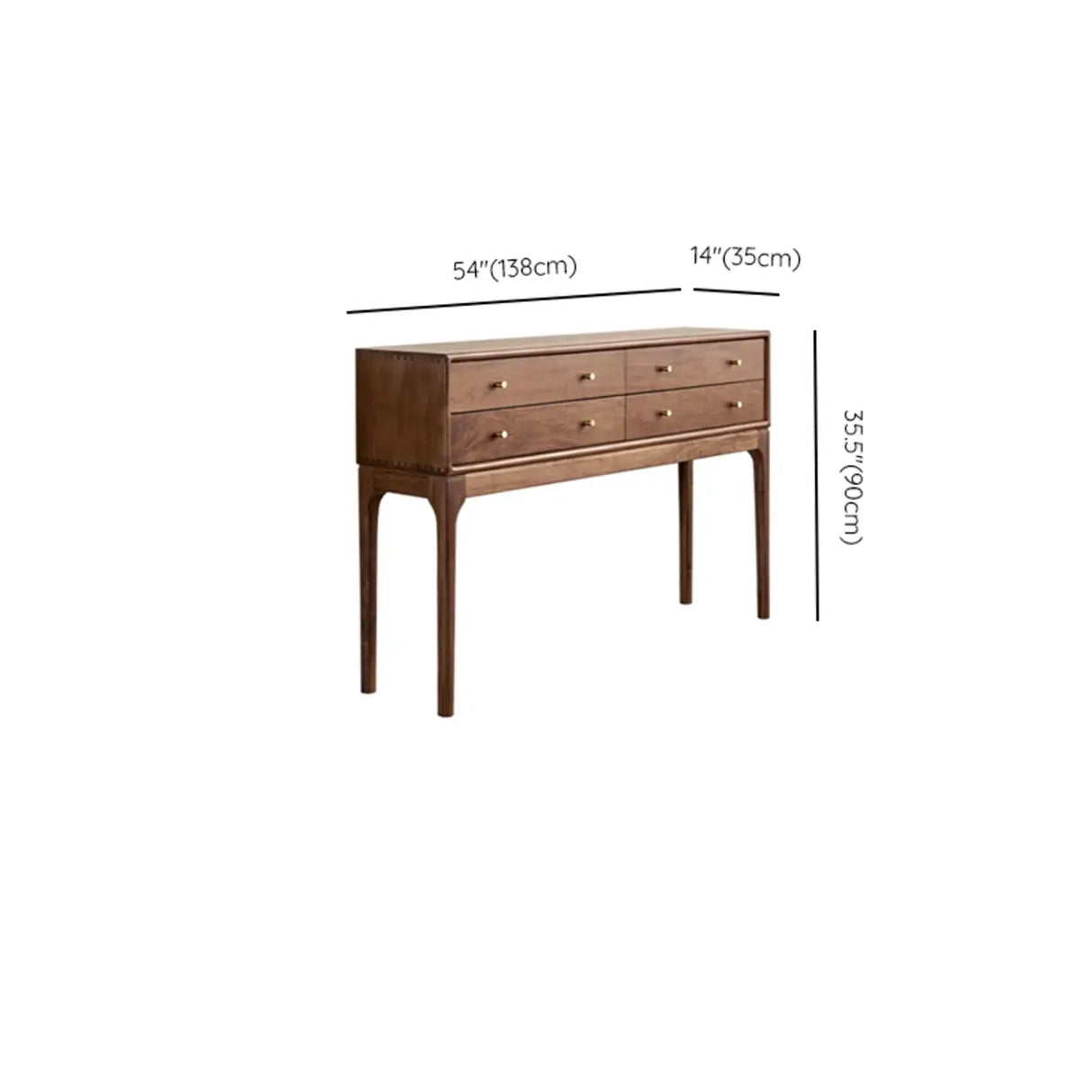 Entryway Sepia Rectangle Walnut Console Table with Drawers Image - 16