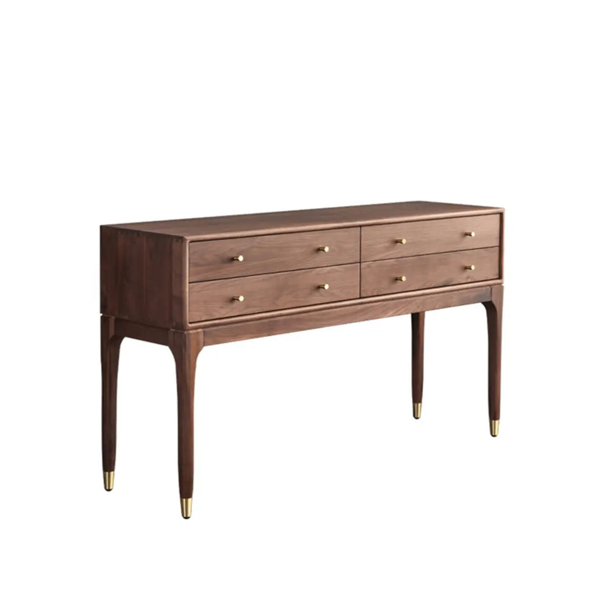 Entryway Sepia Rectangle Walnut Console Table with Drawers Image - 2