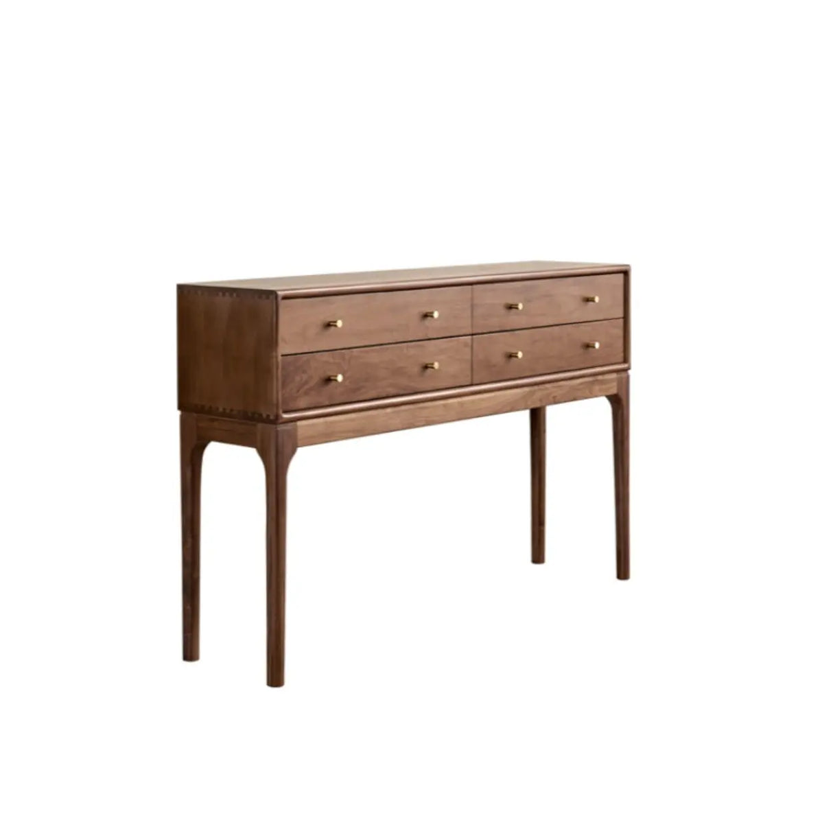 Entryway Sepia Rectangle Walnut Console Table with Drawers Image - 3