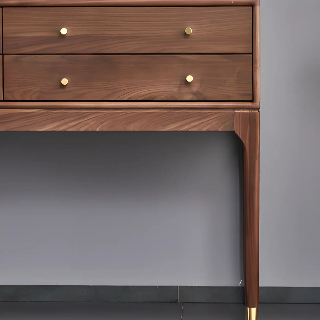 Entryway Sepia Rectangle Walnut Console Table with Drawers Image - 8