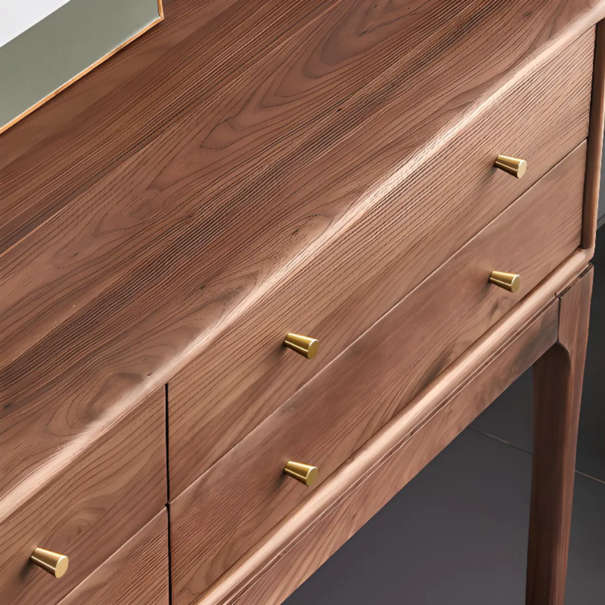 Entryway Sepia Rectangle Walnut Console Table with Drawers Image - 9