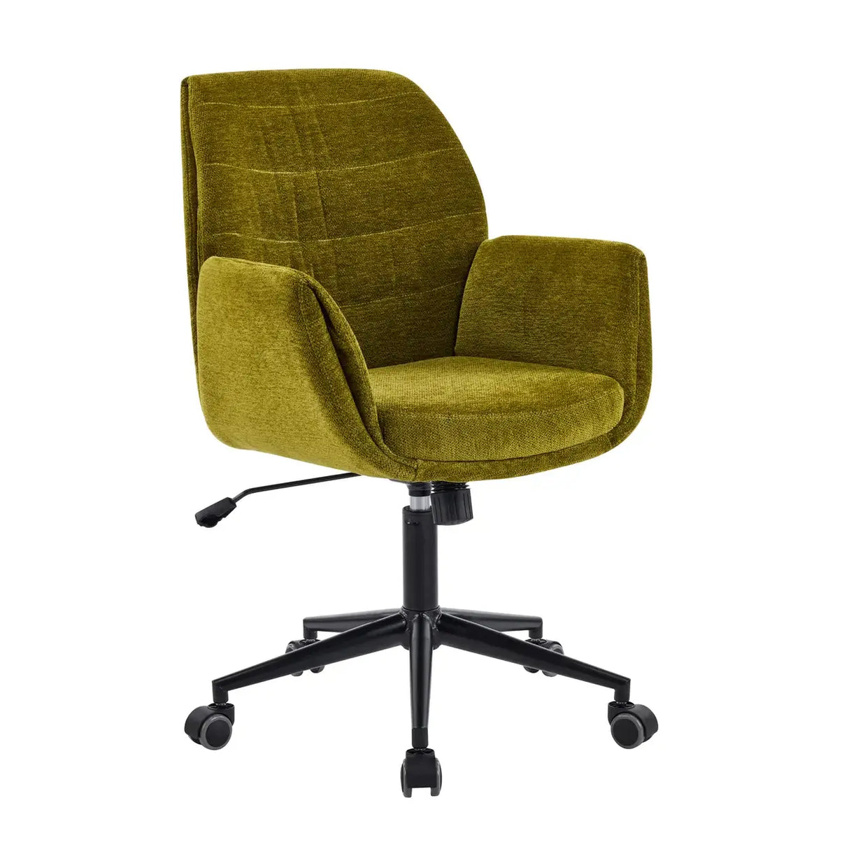 Ergonomic Adjustable Green Upholstered Swivel Office Chair Image - 4