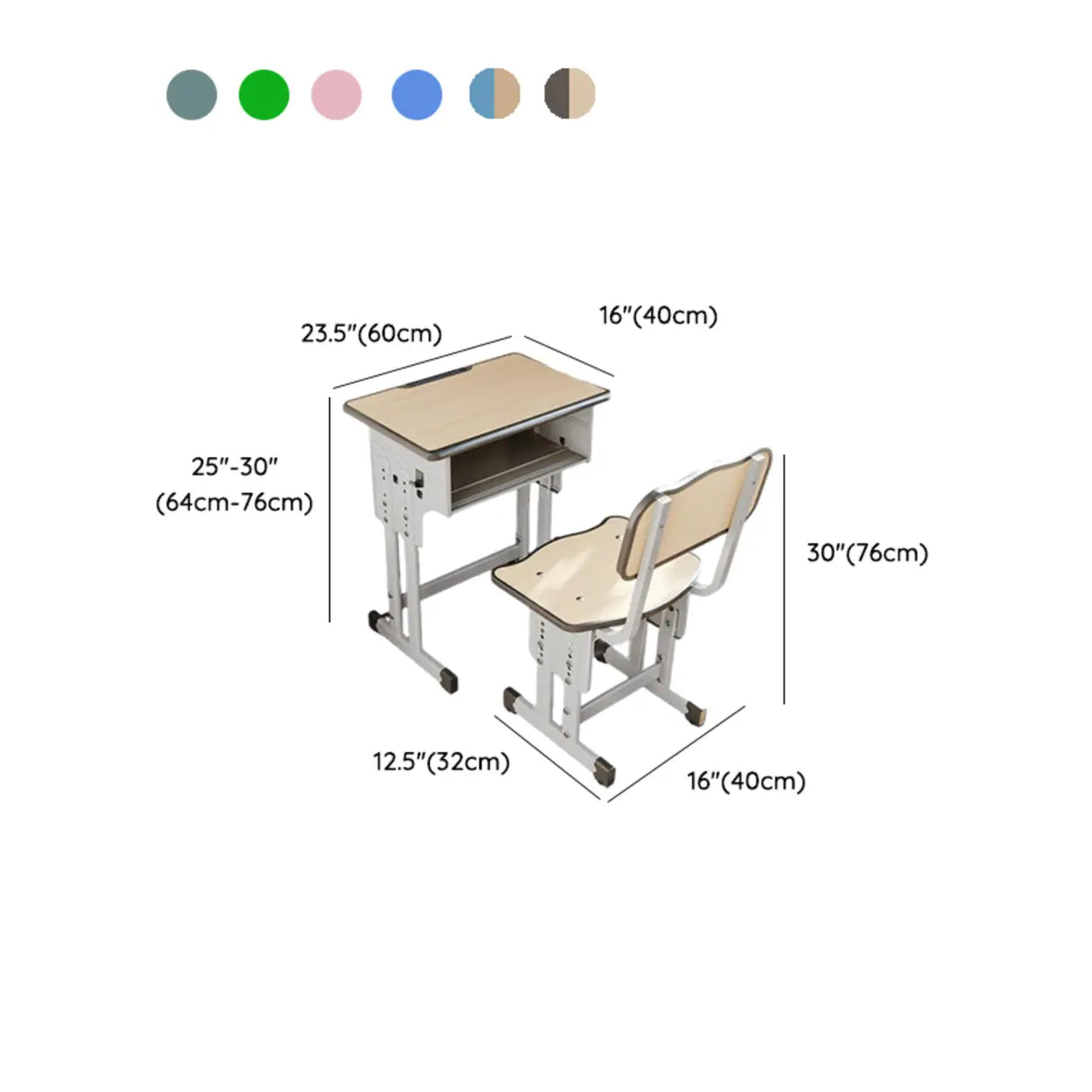 Ergonomic Adjustable Height Kids Study Desk with Chair