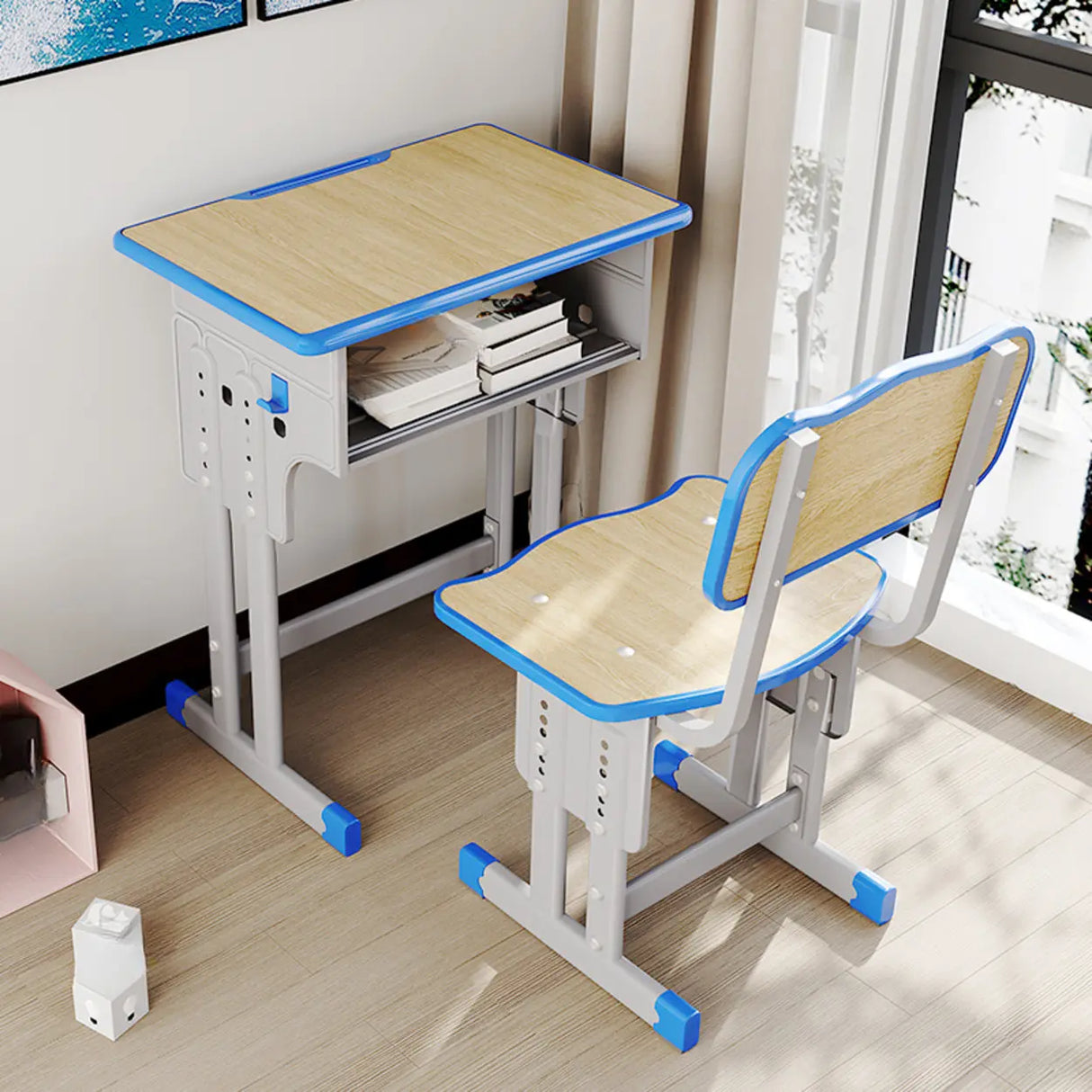 Ergonomic Adjustable Height Kids Study Desk with Chair Image - 5