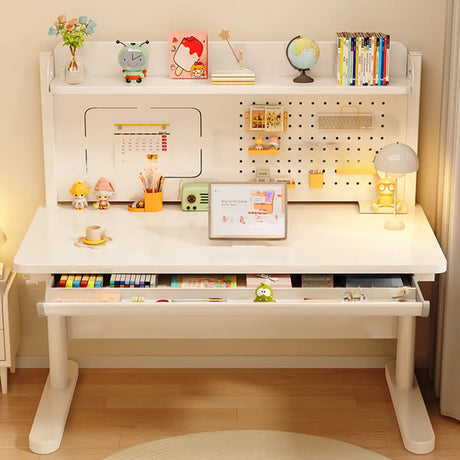 Ergonomic Adjustable Height White Kids Desk with Drawer Image - 1