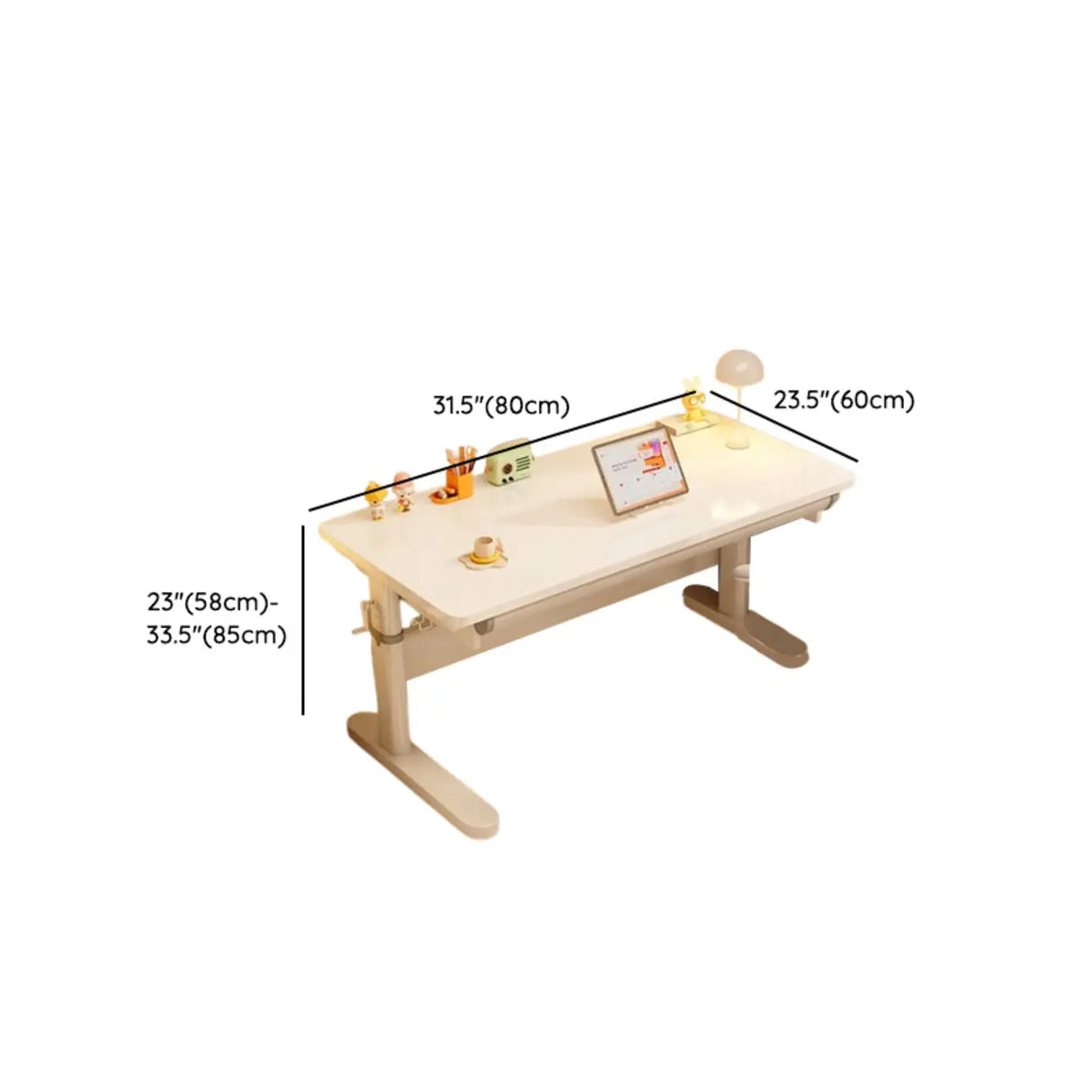 Ergonomic Adjustable Height White Kids Desk with Drawer