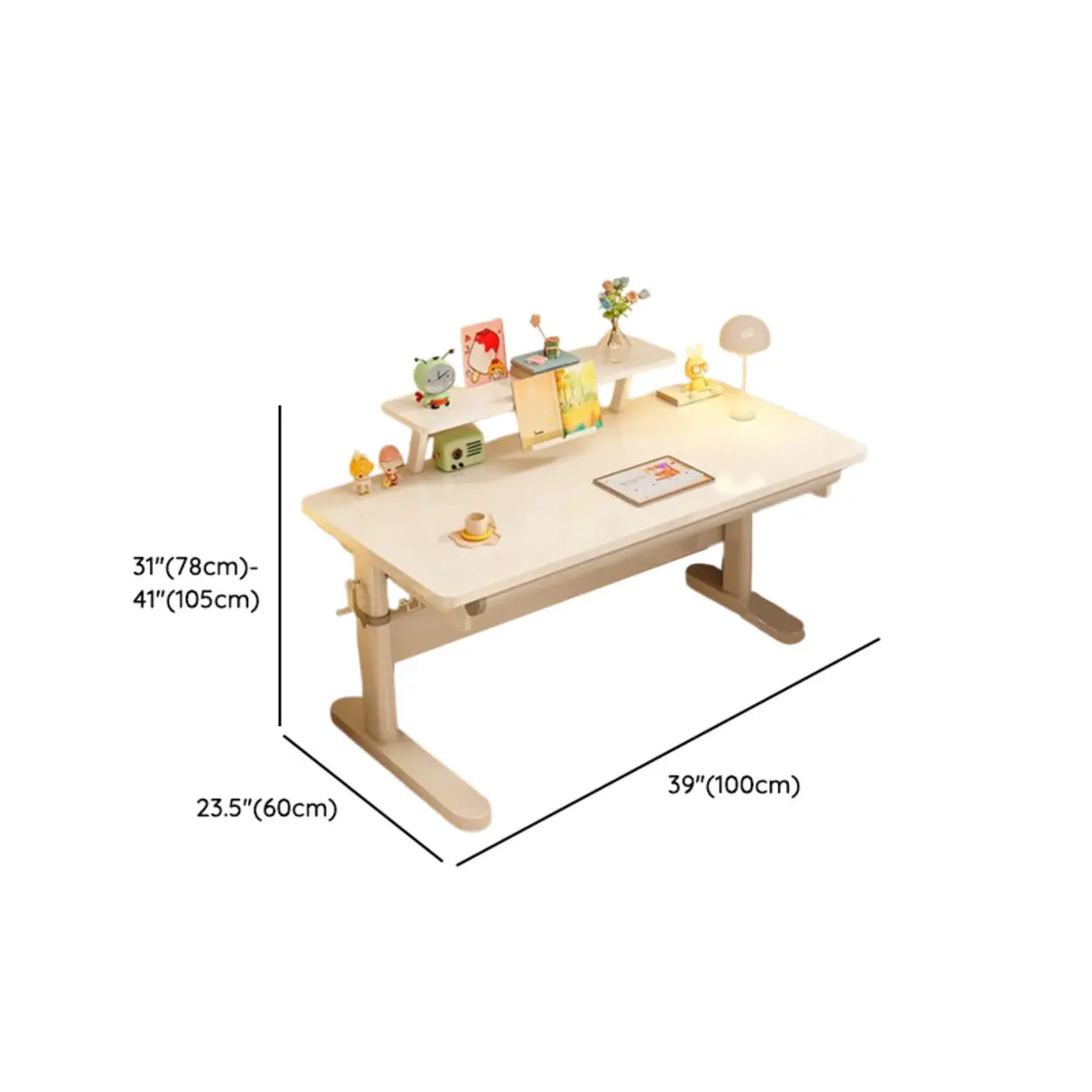 Ergonomic Adjustable Height White Kids Desk with Drawer Image - 20