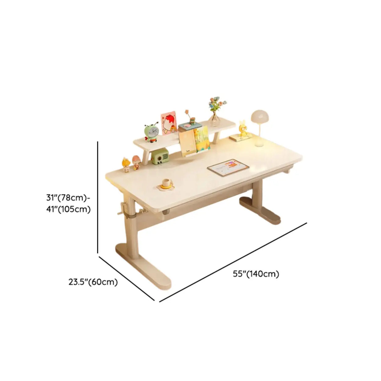 Ergonomic Adjustable Height White Kids Desk with Drawer Image - 22