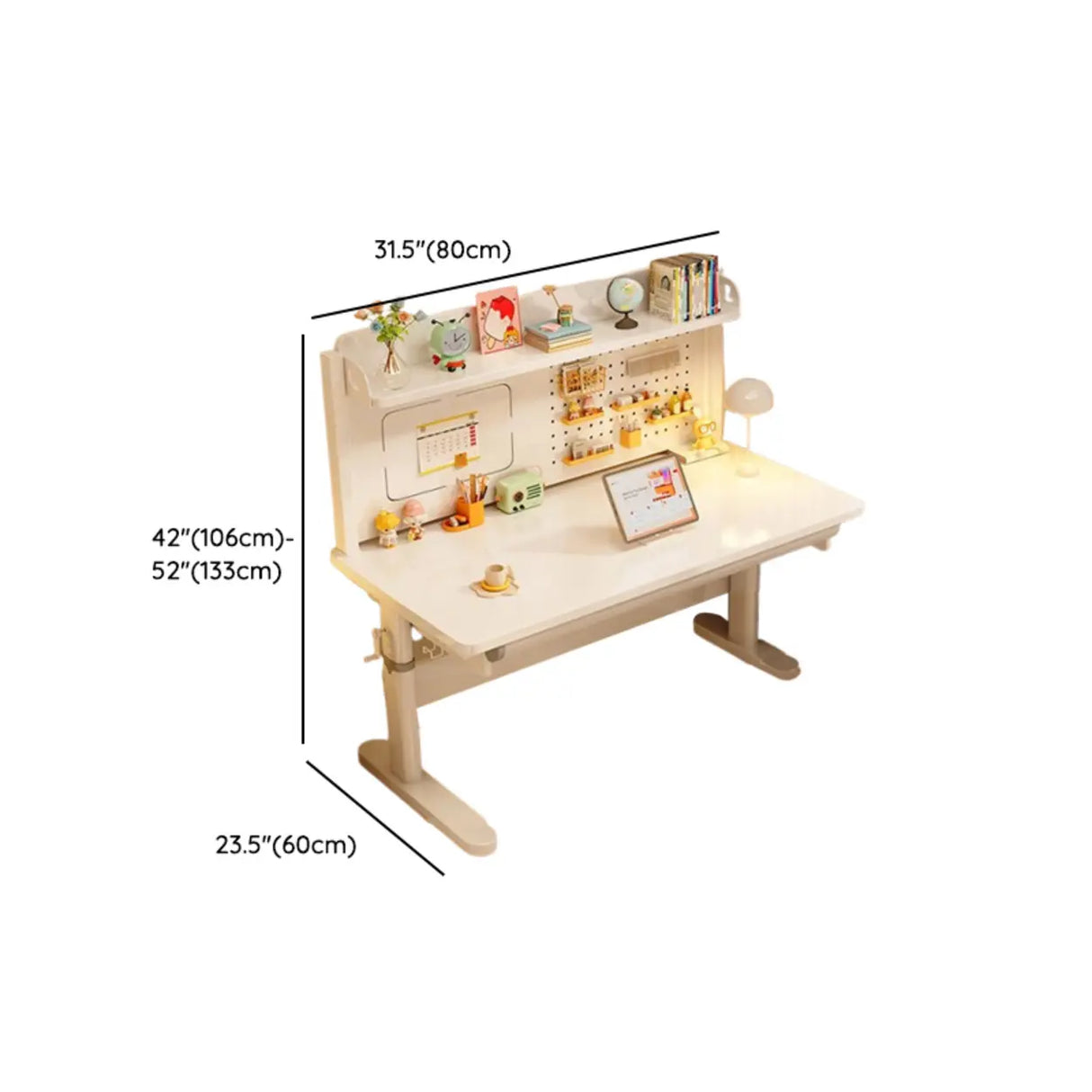 Ergonomic Adjustable Height White Kids Desk with Drawer Image - 23