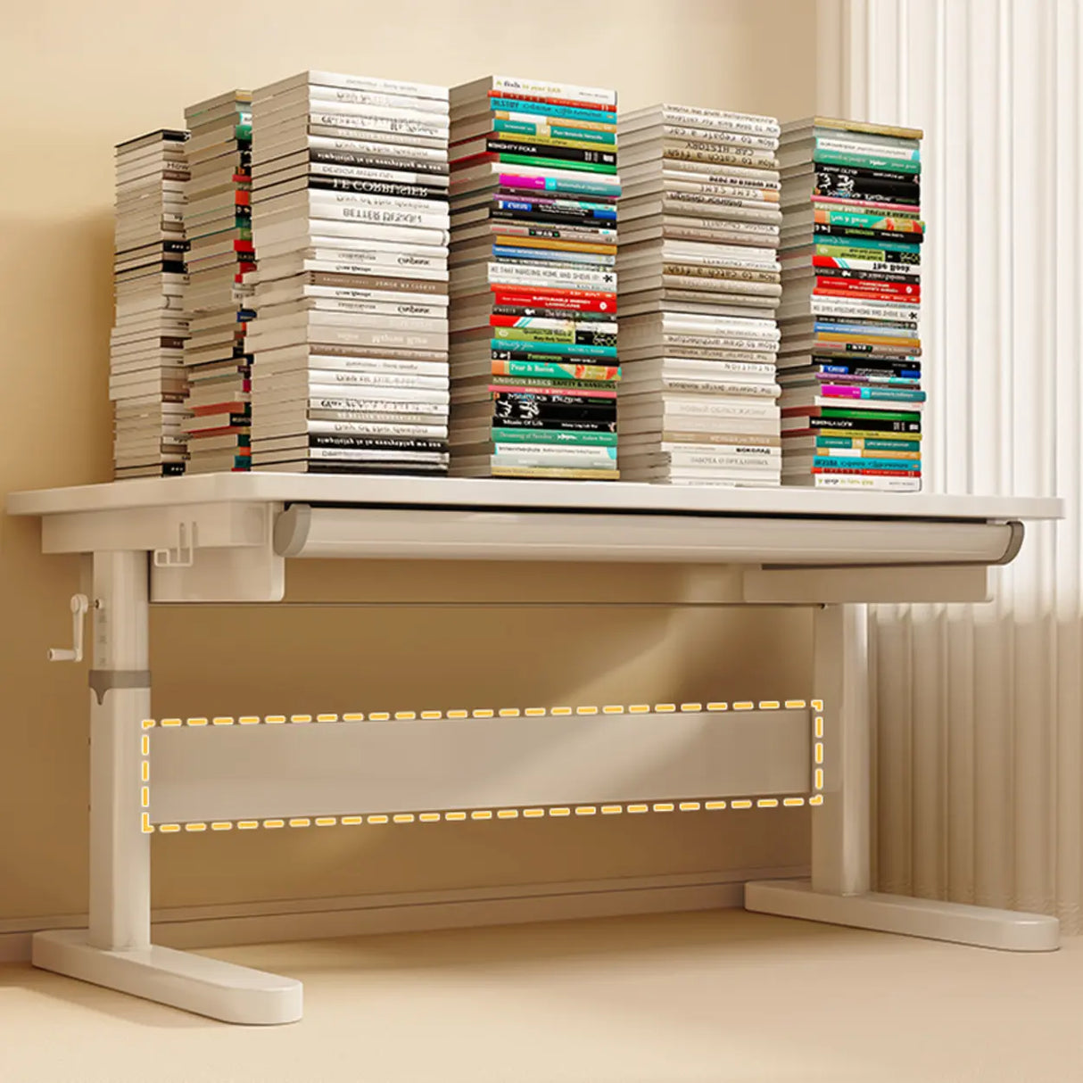 Ergonomic Adjustable Height White Kids Desk with Drawer Image - 6