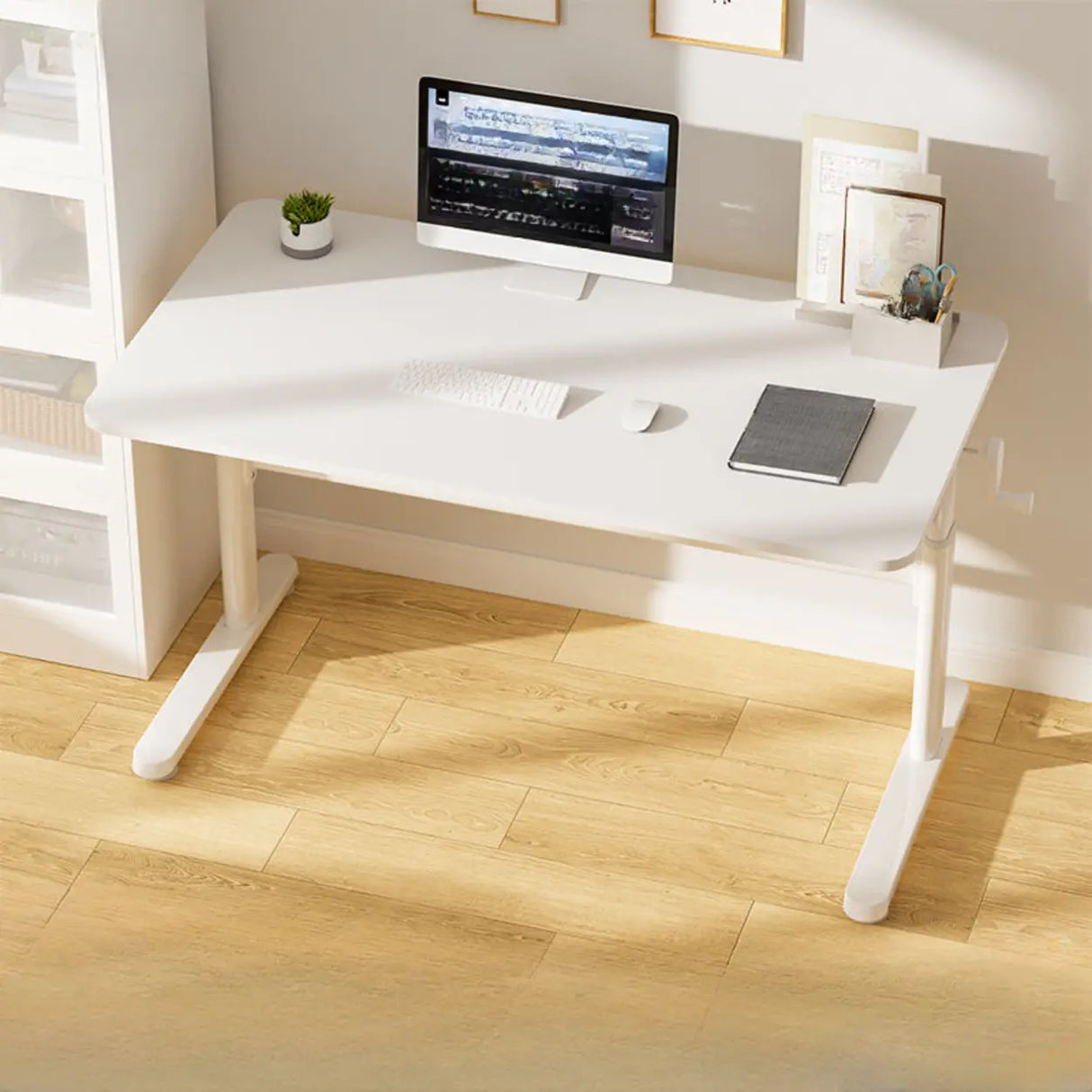 Ergonomic Adjustable Height White Kids Writing Desk Image - 10