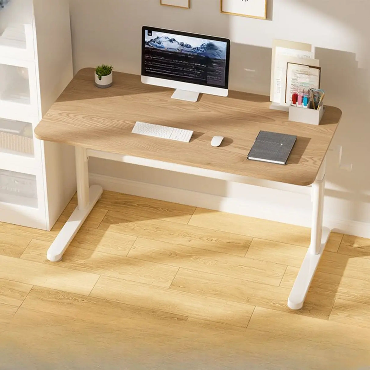 Ergonomic Adjustable Height White Kids Writing Desk Image - 11