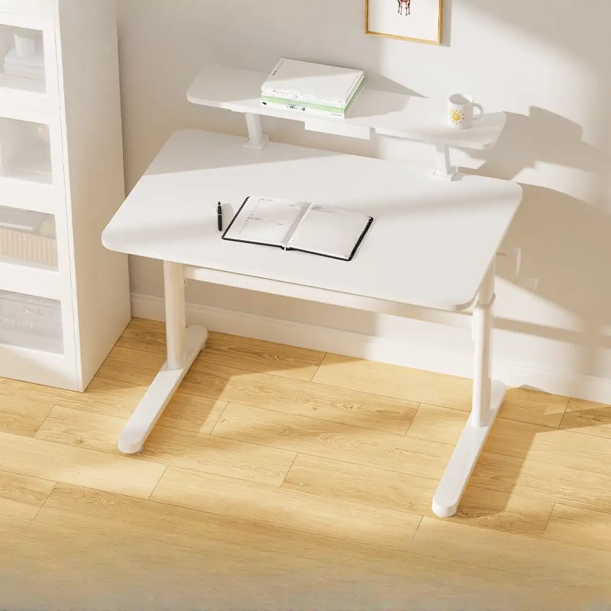 Ergonomic Adjustable Height White Kids Writing Desk Image - 12