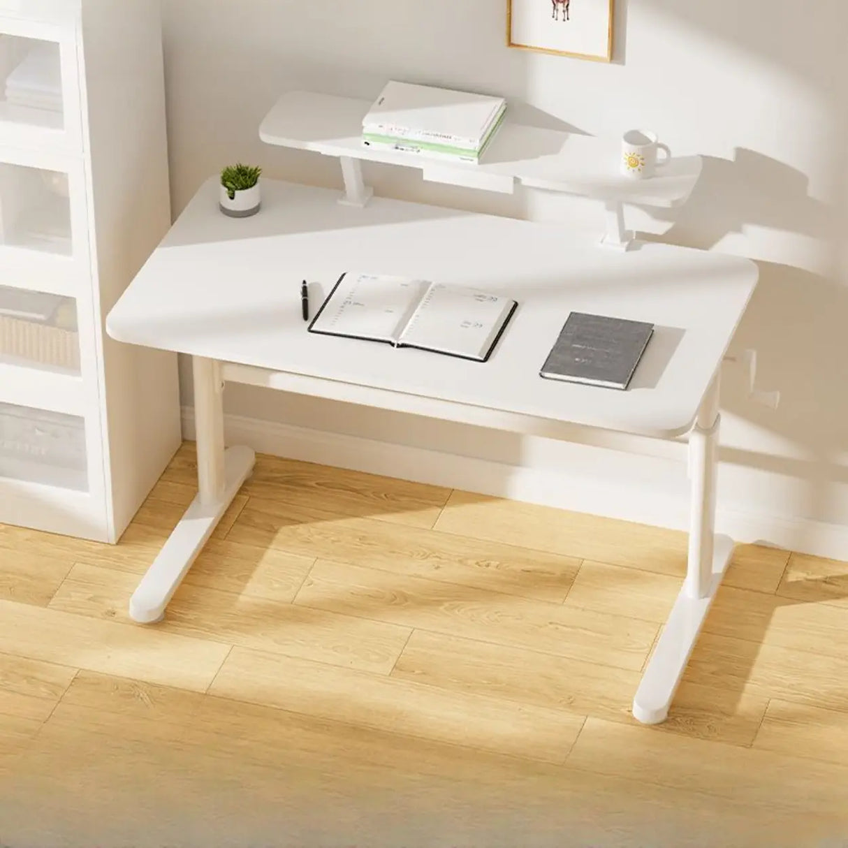 Ergonomic Adjustable Height White Kids Writing Desk Image - 14