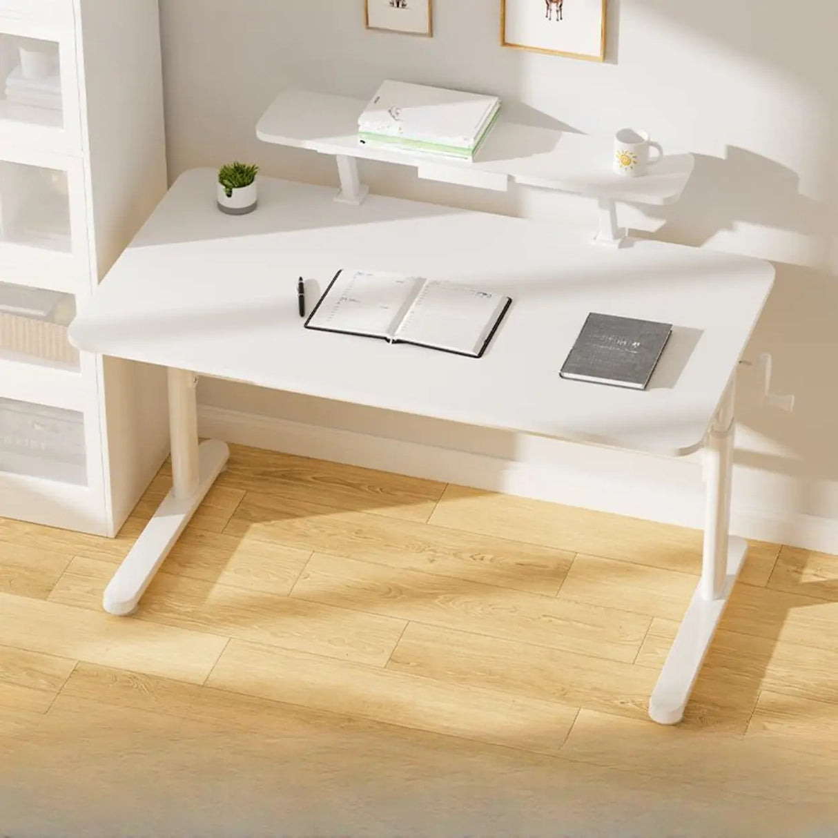 Ergonomic Adjustable Height White Kids Writing Desk Image - 16