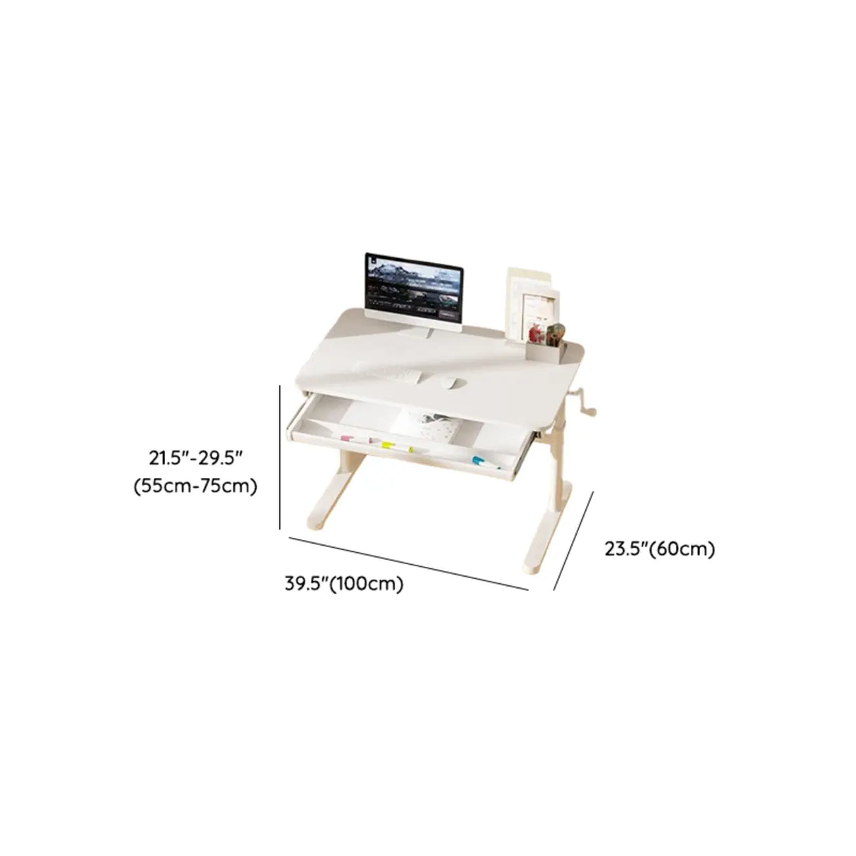Ergonomic Adjustable Height White Kids Writing Desk Image - 19