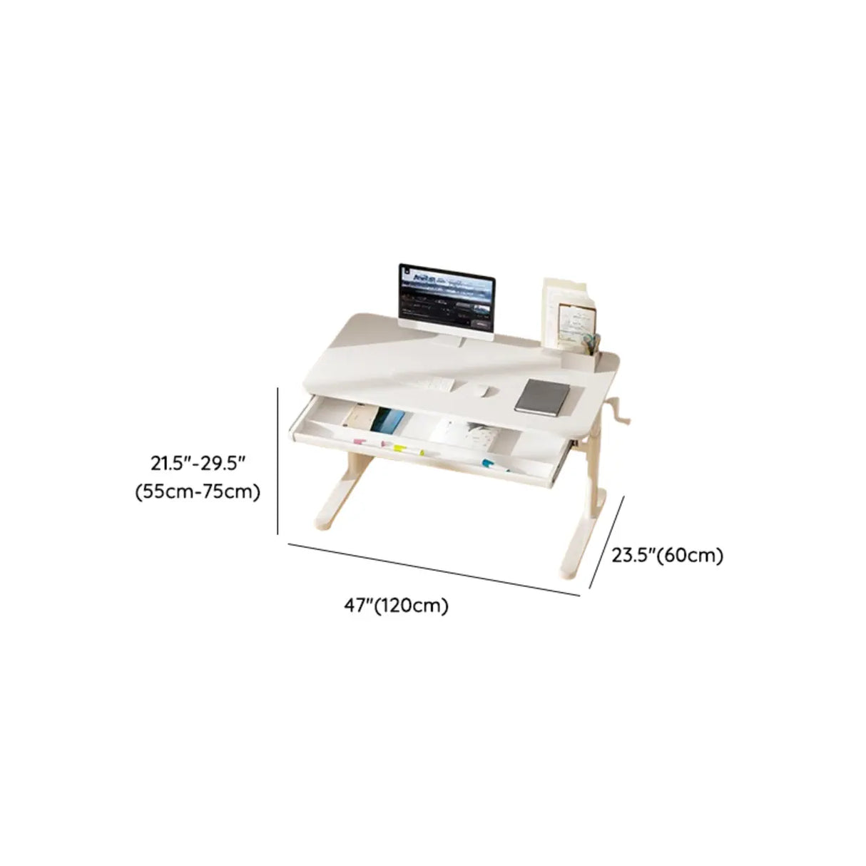 Ergonomic Adjustable Height White Kids Writing Desk Image - 21