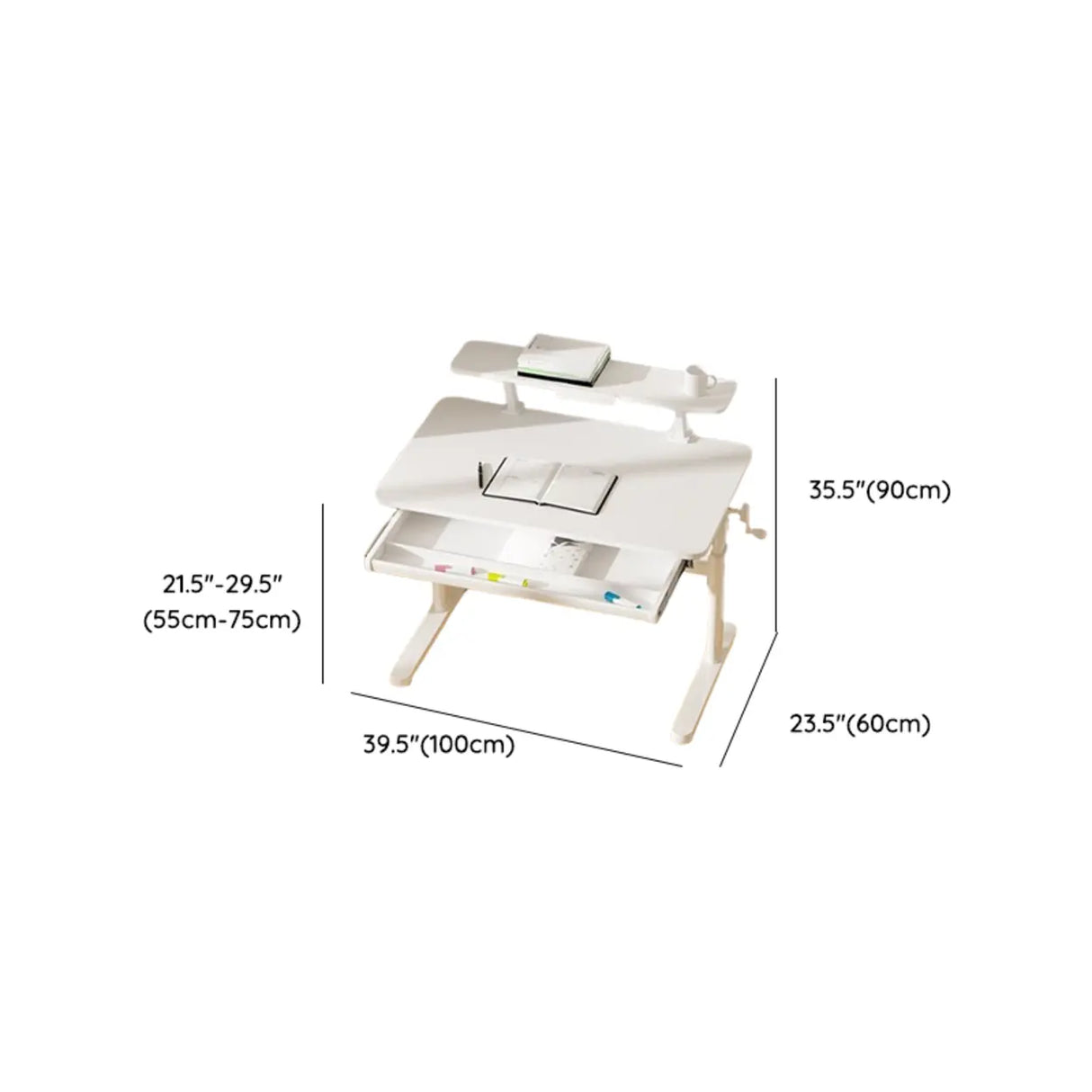 Ergonomic Adjustable Height White Kids Writing Desk Image - 24