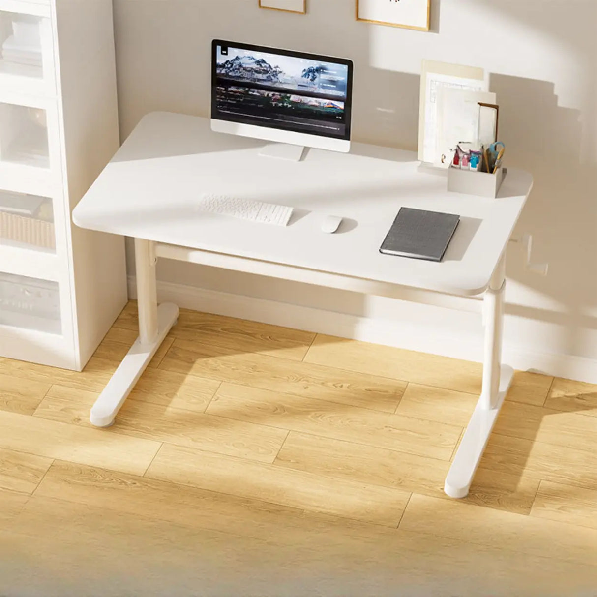 Ergonomic Adjustable Height White Kids Writing Desk Image - 5