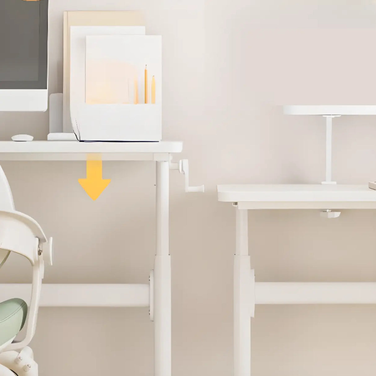 Ergonomic Adjustable Height White Kids Writing Desk Image - 9