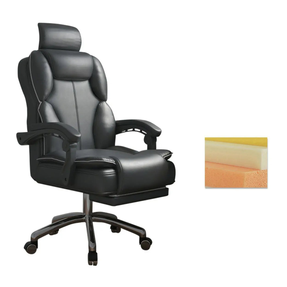 Ergonomic Adjustable Reclining Office Chair with Headrest Image - 16