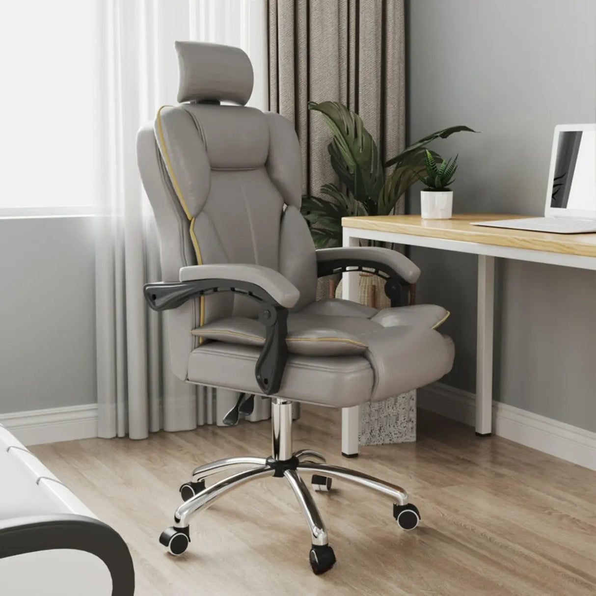 Ergonomic Adjustable Reclining Office Chair with Headrest Image - 17