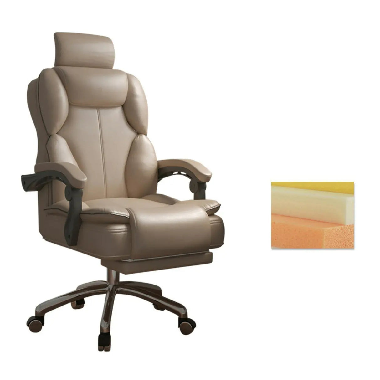 Ergonomic Adjustable Reclining Office Chair with Headrest Image - 21