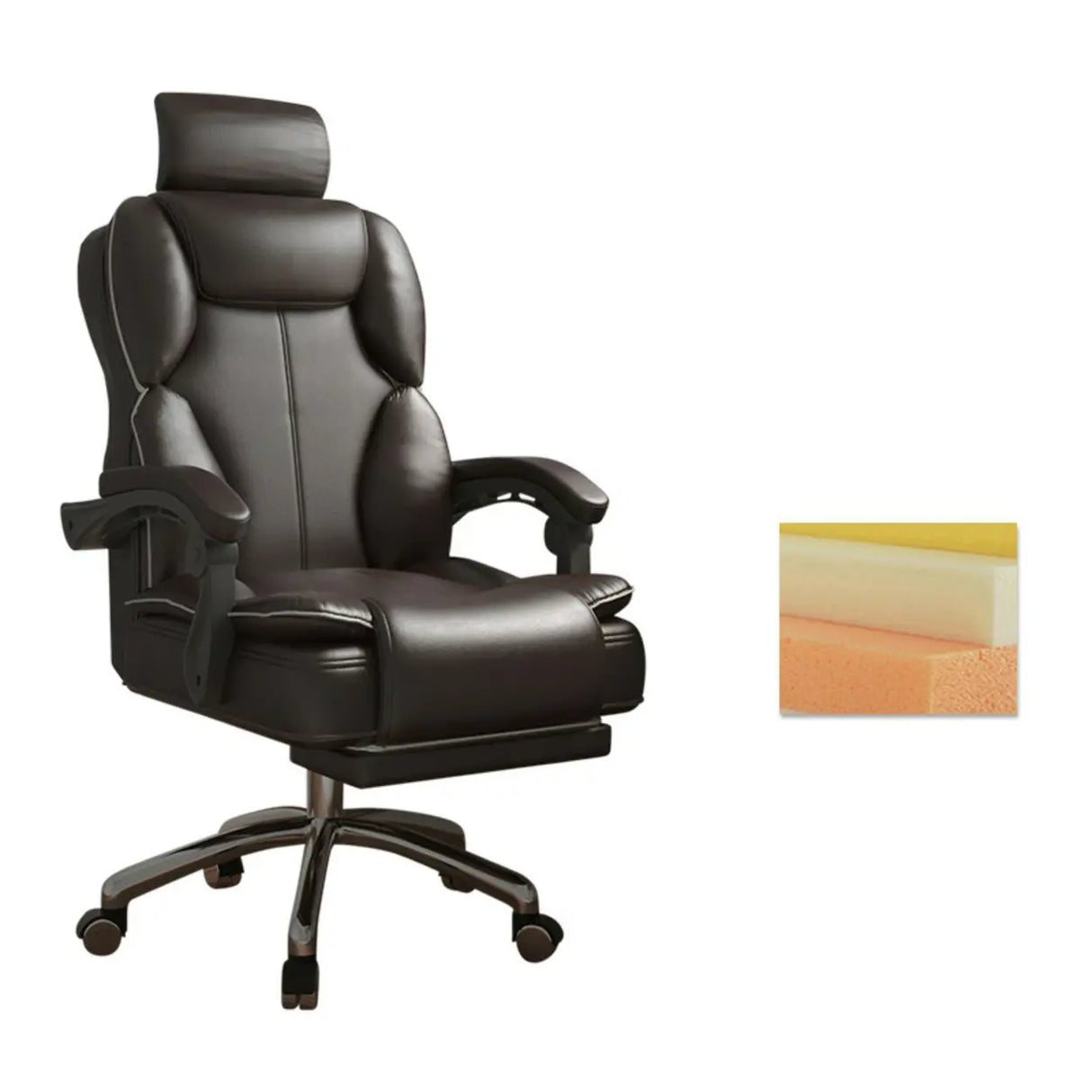 Ergonomic Adjustable Reclining Office Chair with Headrest Image - 22