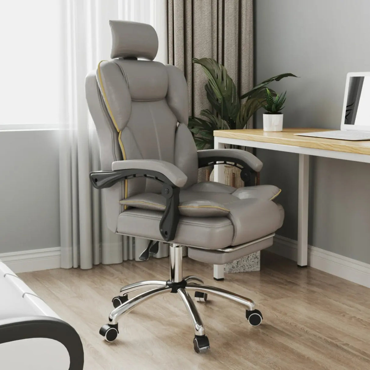 Ergonomic Adjustable Reclining Office Chair with Headrest Image - 3