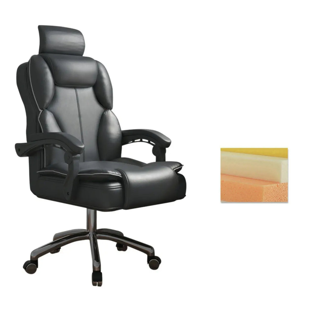 Ergonomic Adjustable Reclining Office Chair with Headrest Image - 30