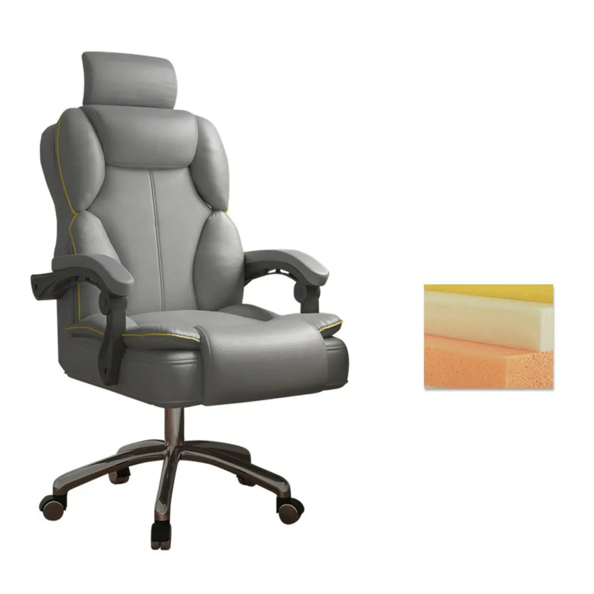 Ergonomic Adjustable Reclining Office Chair with Headrest Image - 31