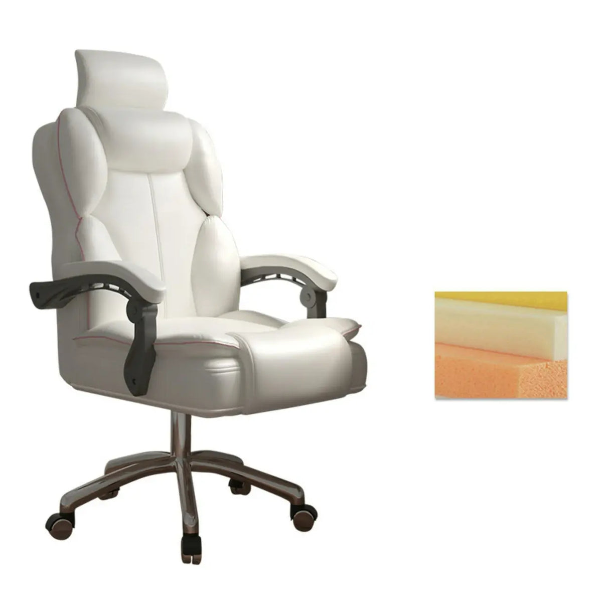 Ergonomic Adjustable Reclining Office Chair with Headrest Image - 32